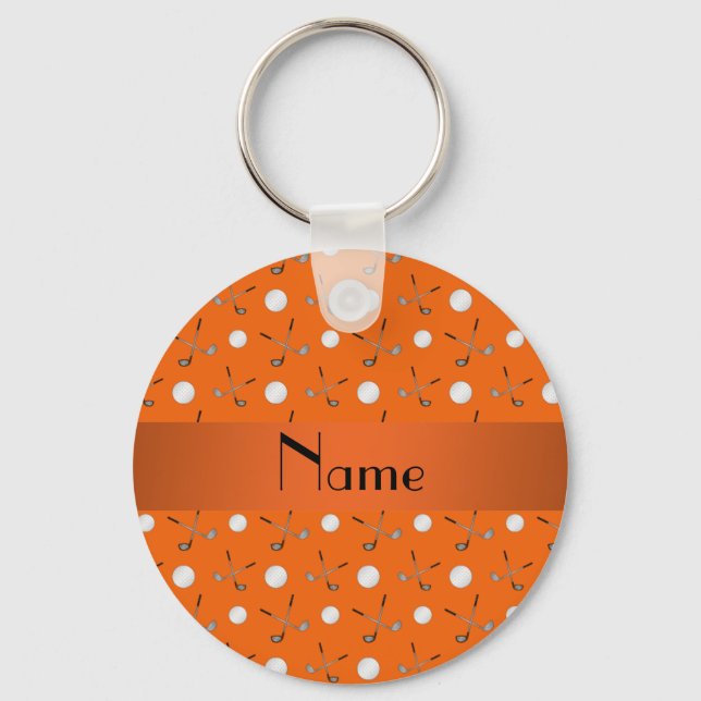 Personalized name orange golf balls keychain (Front)