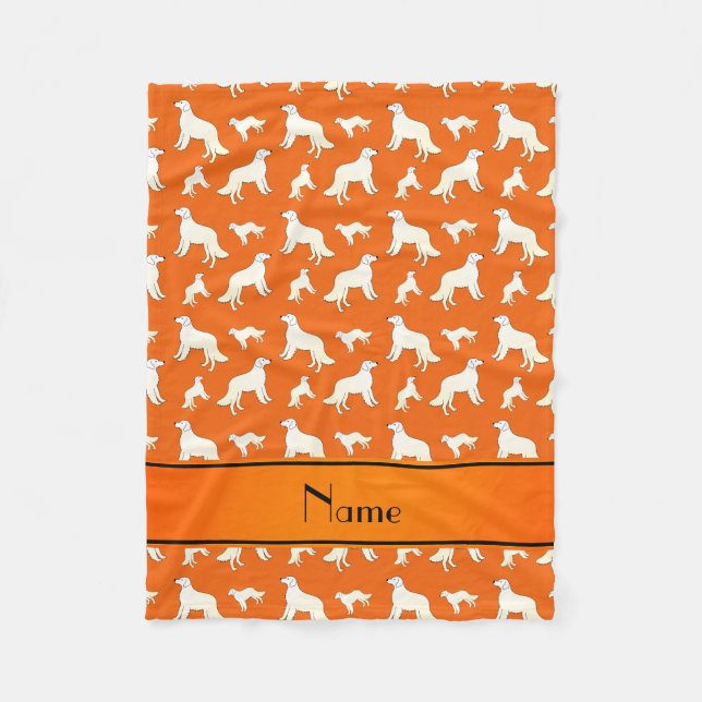 Personalized name orange Kuvasz dogs Fleece Blanket (Front)