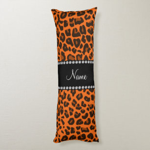 Personalized name orange leopard pattern body pillow
