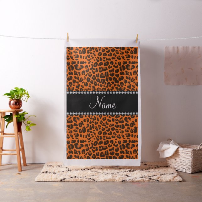 Personalized name orange leopard pattern fabric (In Situ)