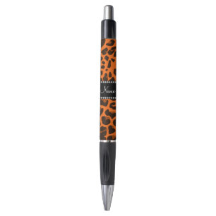 Personalized name orange leopard pattern pen