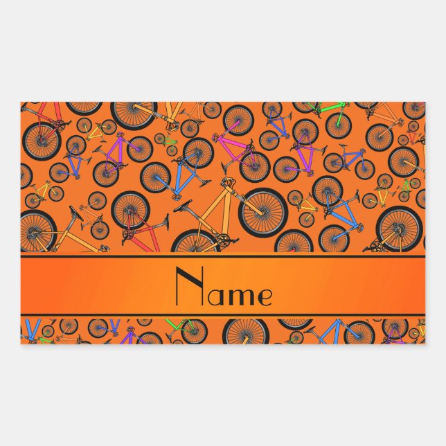Personalized name orange mountain bikes sticker (Front)