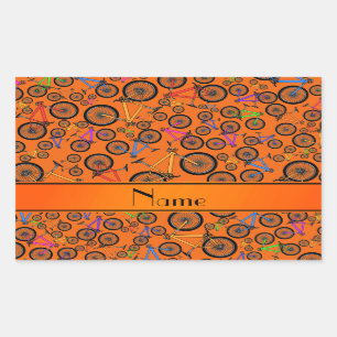 Personalized name orange mountain bikes sticker