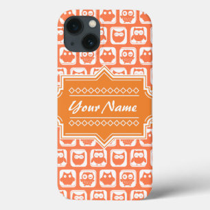 Personalized Name Orange Owls N1 iPhone 13 Case