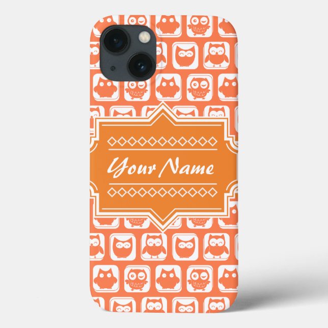 Personalized Name Orange Owls N1 Case-Mate iPhone Case (Back)