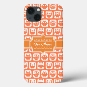 Personalized Name Orange Owls N1 iPhone 13 Case