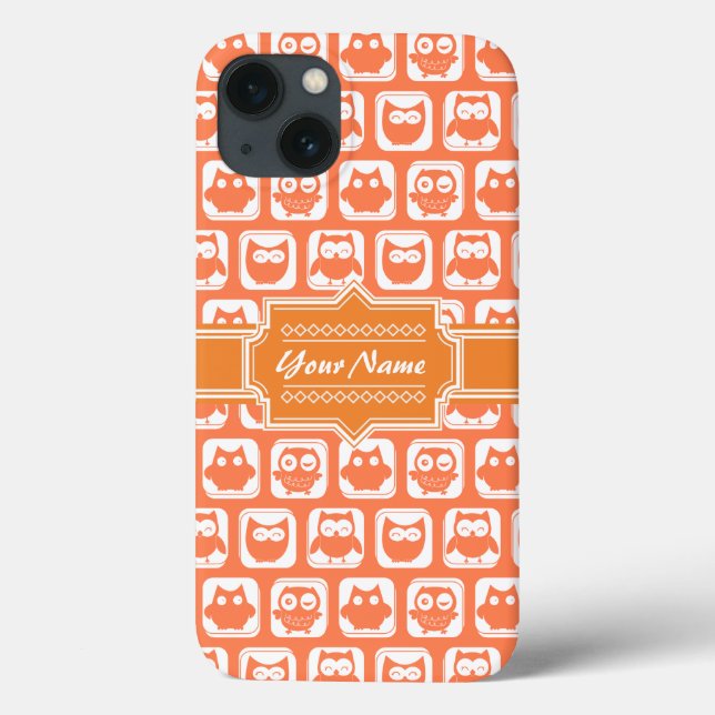 Personalized Name Orange Owls N1 Case-Mate iPhone Case (Back)