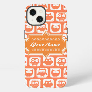 Personalized Name Orange Owls N1 iPhone 13 Case