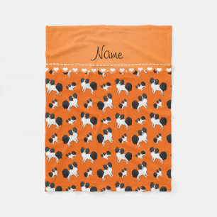 Personalized name orange Papillon dogs Fleece Blanket