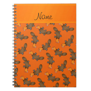 Personalized name orange platypus pattern notebook