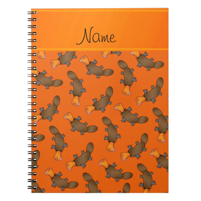 Personalized name orange platypus pattern notebook (Front)