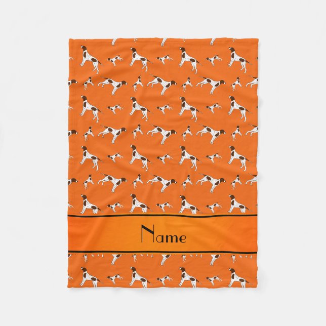 Personalized name orange Pointer dogs Fleece Blanket (Front)