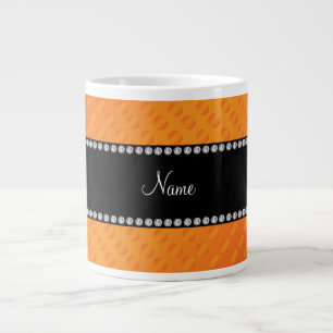 Personalized name orange polka dots large coffee mug
