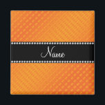 Personalized name orange polka dots magnet<br><div class="desc">Orange polka dots pattern with a black diamonds (not real diamonds) stripe personalized with your name gifts or monogram gifts or your initials</div>