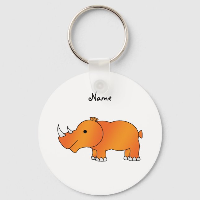 Personalized name orange rhino keychain (Front)