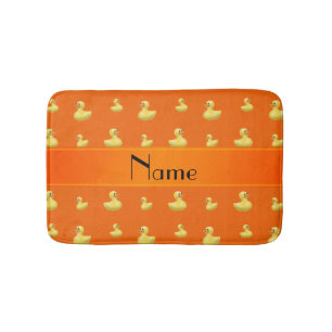 Personalized name orange rubber duck pattern bath mat