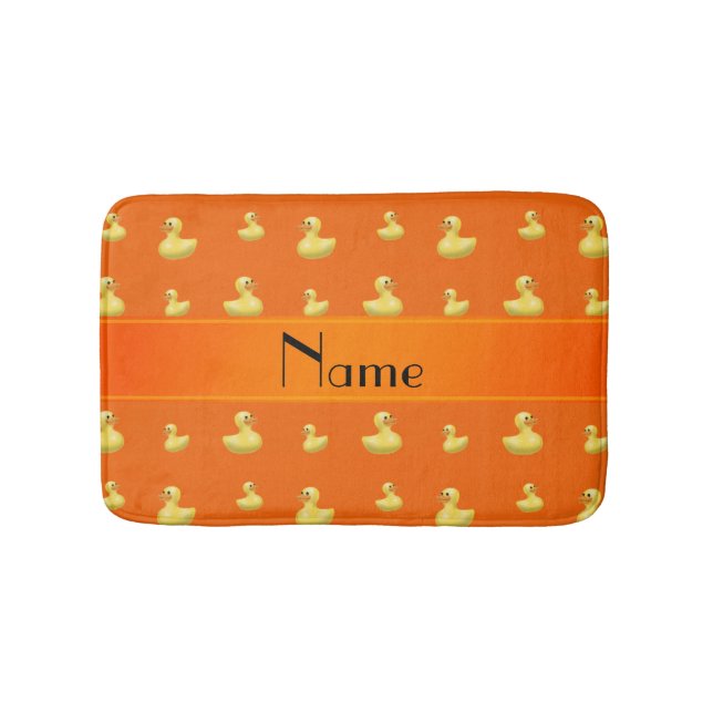Personalized name orange rubber duck pattern bath mat (Front)