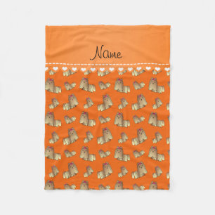 Personalized name orange shih tzu dogs fleece blanket