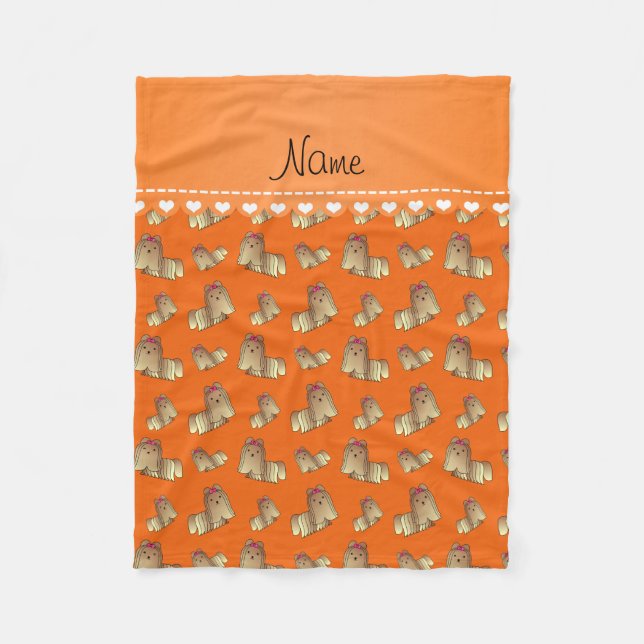 Personalized name orange shih tzu dogs fleece blanket (Front)