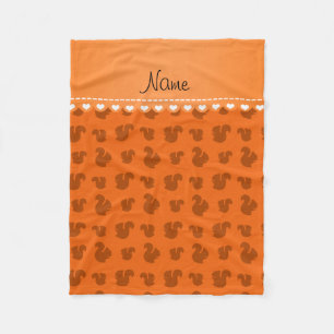 Personalized name orange squirrel pattern fleece blanket