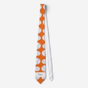 Personalized name orange volleyball balls tie