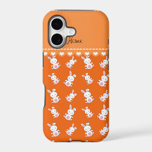 Personalized name orange white bunnies