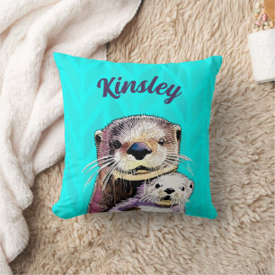 Personalized Name Otterly Delightful Otter Throw Pillow