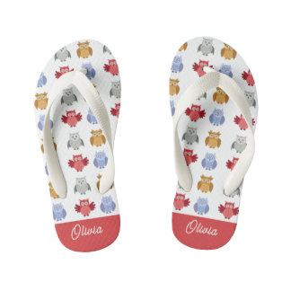 Personalized Name Owl Beach Kid's Flip Flops
