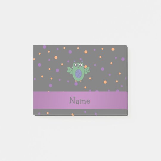 Personalized name owl frankenstein polka dots post-it notes