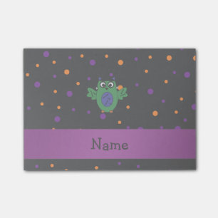 Personalized name owl frankenstein polka dots post-it notes