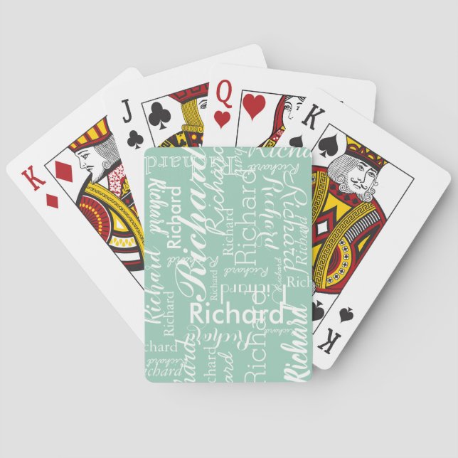 Personalized Name Pale Blue Playing Cards (Back)