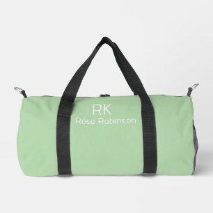Personalized Name Pale Green Stylish Minimal Gym Duffle Bag