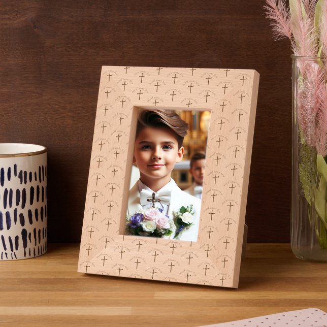 Personalized Name Palm Cross Christening Baptismal Etched Frames (Creator Uploaded)