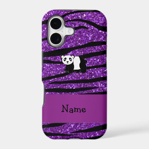 Personalized name panda purple glitter zebra