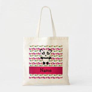Personalized name panda watermelons hearts rainbow tote bag