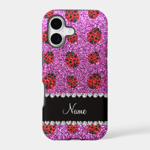 Personalized name pastel purple glitter ladybug