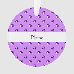 Personalized name pastel purple soccer balls ornament