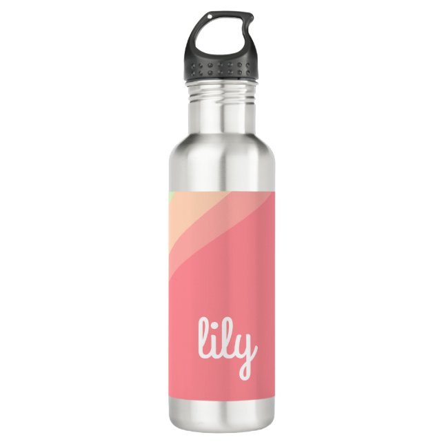 Personalized Name Pastel Rainbow Custom Gift 710 Ml Water Bottle (Front)