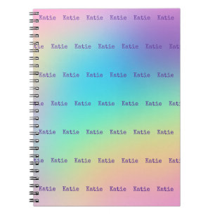 Personalized Name Pastel Rainbow Gradient Notebook