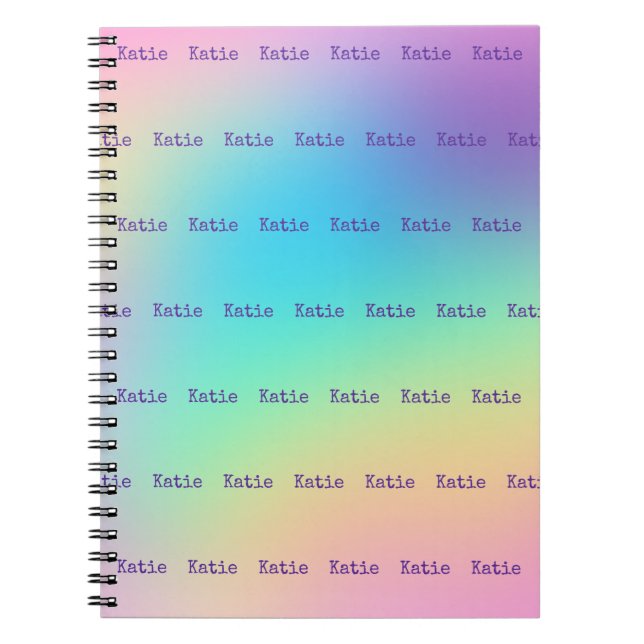Personalized Name Pastel Rainbow Gradient Notebook (Front)