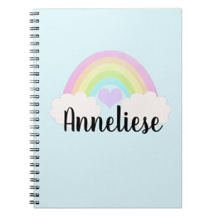 Personalized Name Pastel Watercolor Rainbow Notebook