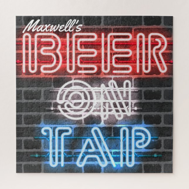 Personalized Name Patriotic Beer Sign Brewery Pub Jigsaw Puzzle (Vertical)