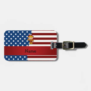 Personalized name Patriotic fireman Luggage Tag