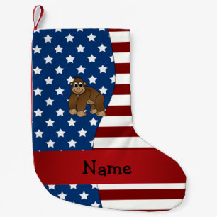 Personalized name Patriotic gorilla Small Christmas Stocking