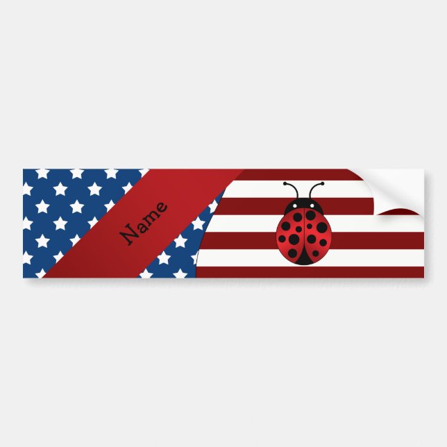 Personalized name Patriotic ladybug Bumper Sticker (Front)