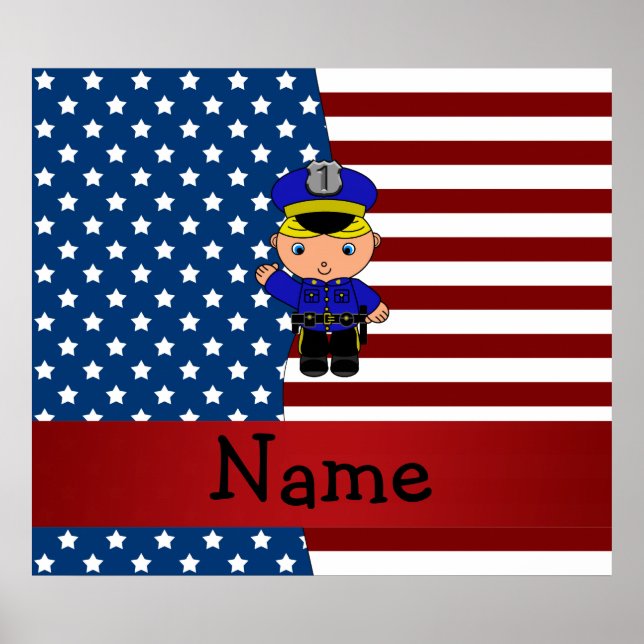 Personalized name Patriotic policeman Poster (Front)