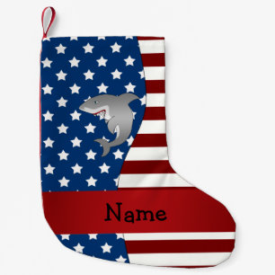Personalized name Patriotic shark Small Christmas Stocking