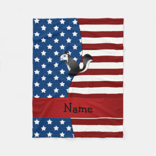 Personalized name Patriotic skunk Fleece Blanket