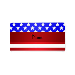 Personalized name patriotic stripes label