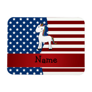 Personalized name Patriotic unicorn Magnet